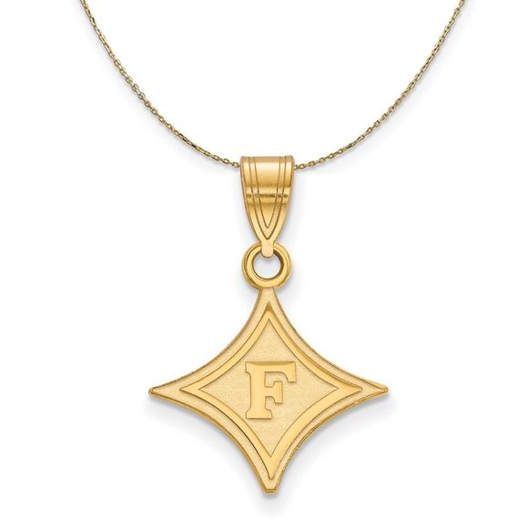 14k Yellow Gold Furman U Medium Logo Necklace - 20 Inch - Picture 1 of 7